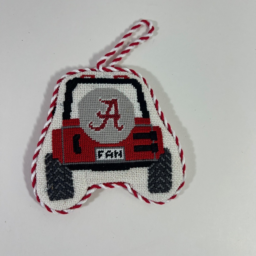 Alabama Fan Cross Stitch Embroidered Jeep Ornament Handmade Nana 2025